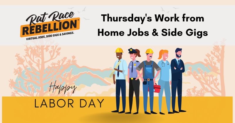 Thursday's Work from Home Jobs and Gigs
