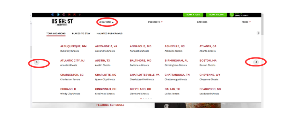 See all locations click LOCATIONS and scroll using the left and right arrows See all locations click LOCATIONS and scroll using the left and right arrows